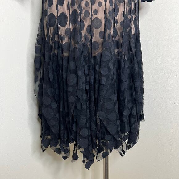 Rickie Freeman Teri Jon Dress 4 Womens Handkerchief Hem Polka Dot Party Designer - Picture 5 of 8